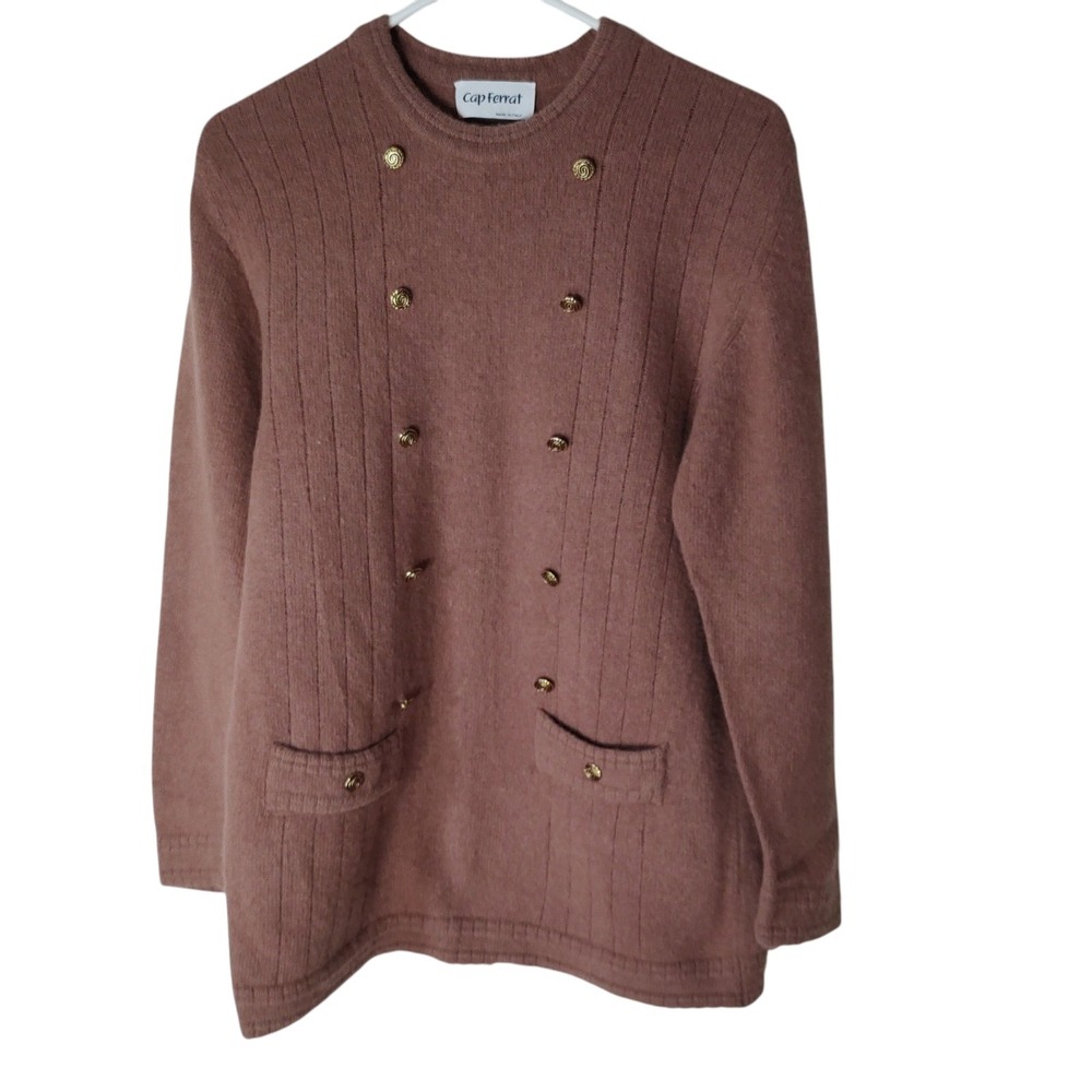 Vintage‎ Cap Ferrat Sweater Handmade Buttons Lambs Wool Italian Womens Med READ